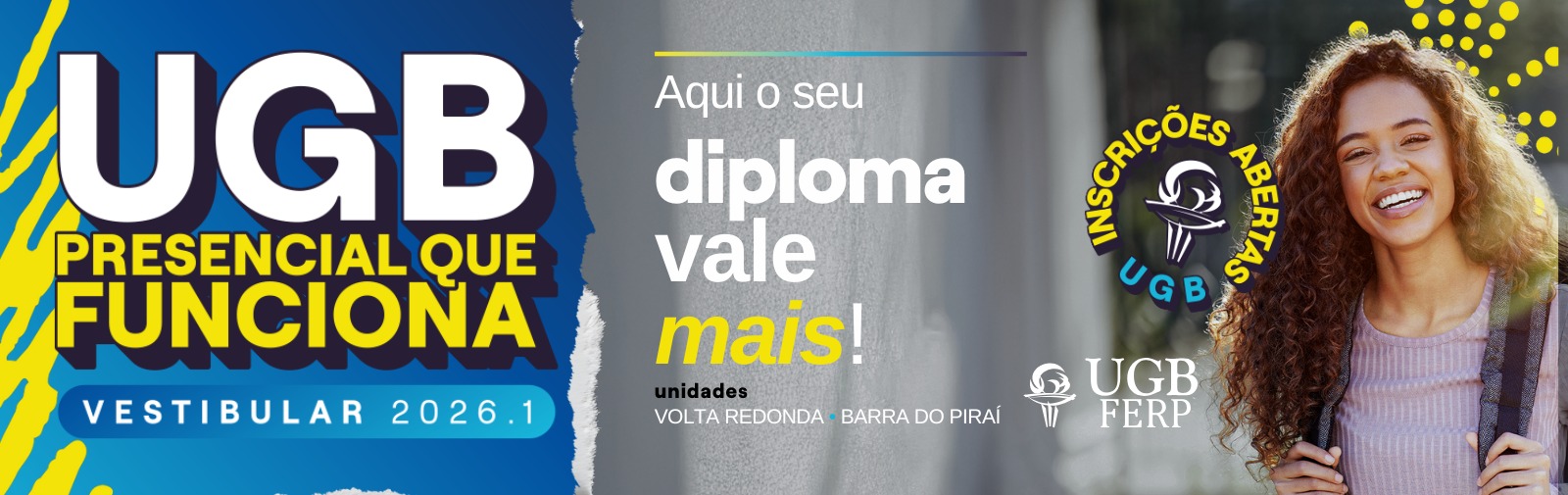 Banner do Processo Seletivo UGB/FERP - Sua jornada universitária começa aqui